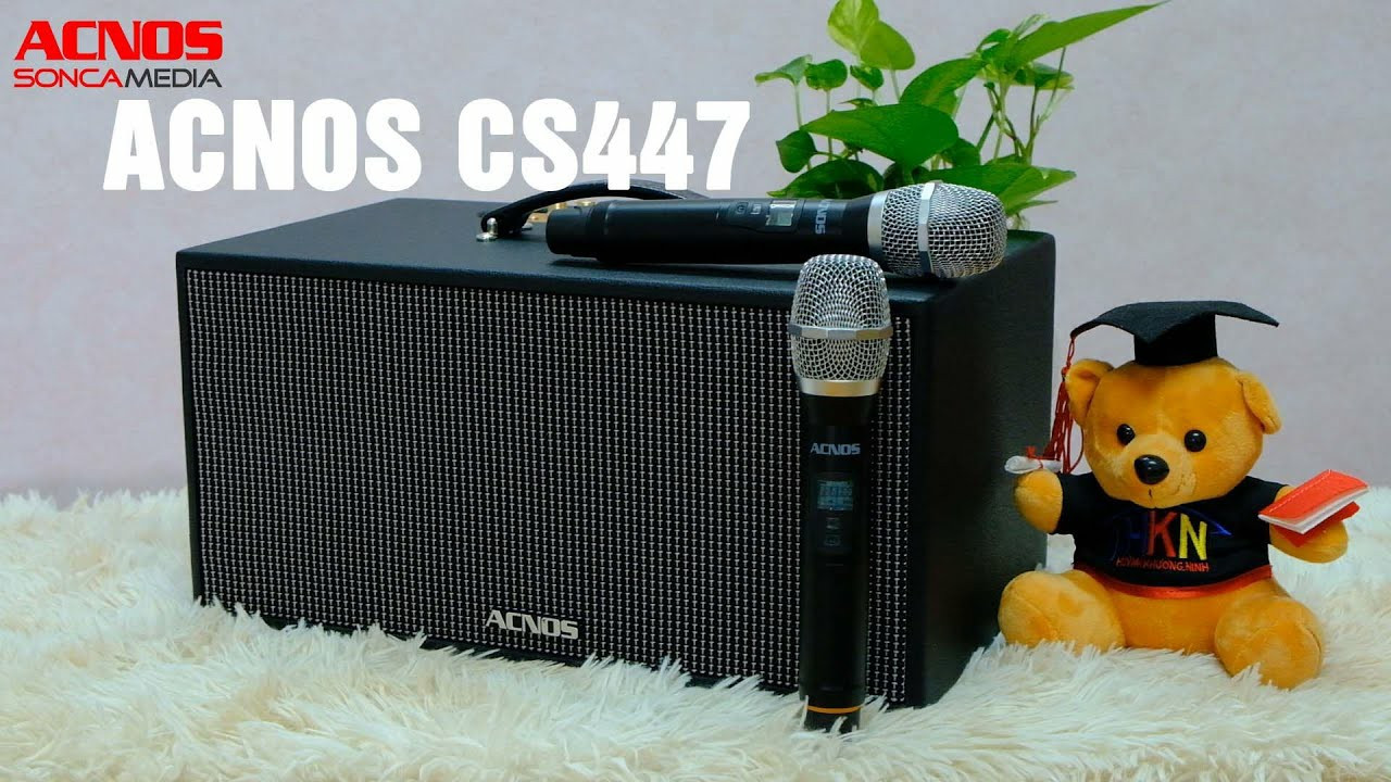 Dàn âm thanh di động ACNOS CS447 - Loa kéo tích hợp vang số chỉnh cơ - Hệ thống 2 Loa full 6.5 inch và 2 loa treble - Công suất lên đến 450W - Kết nối bluetooth 5.0, cổng quang (Optical), USB, AUX - Kèm 2 micro không dây UHF