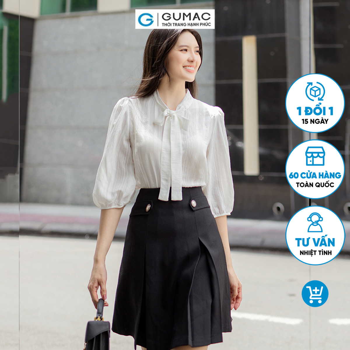 Áo kiểu cổ nơ GUMAC AD05061