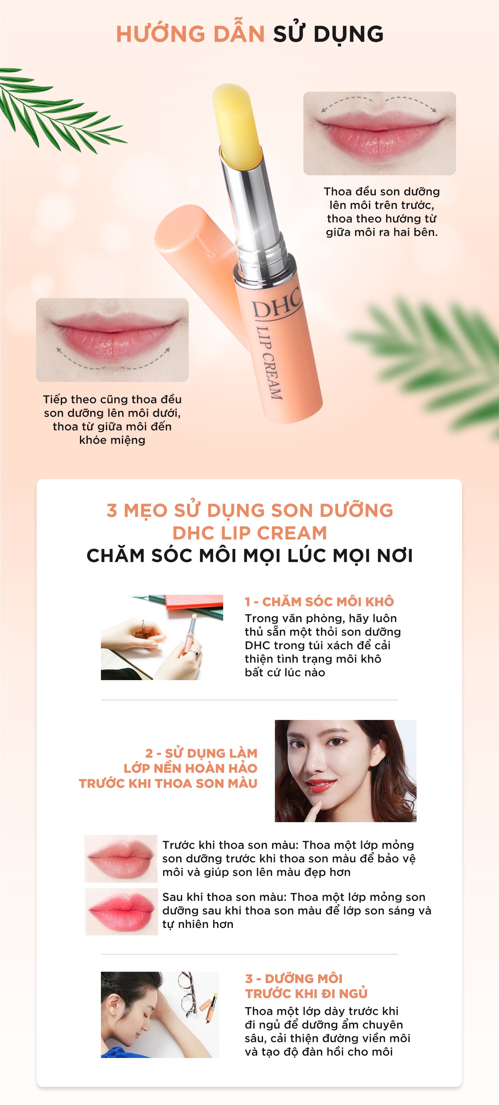 Son dưỡng môi mềm mọng DHC Lip Cream Nhật dưỡng môi khô, làm mặt nạ ngủ cho môi và son lót - Massel Official