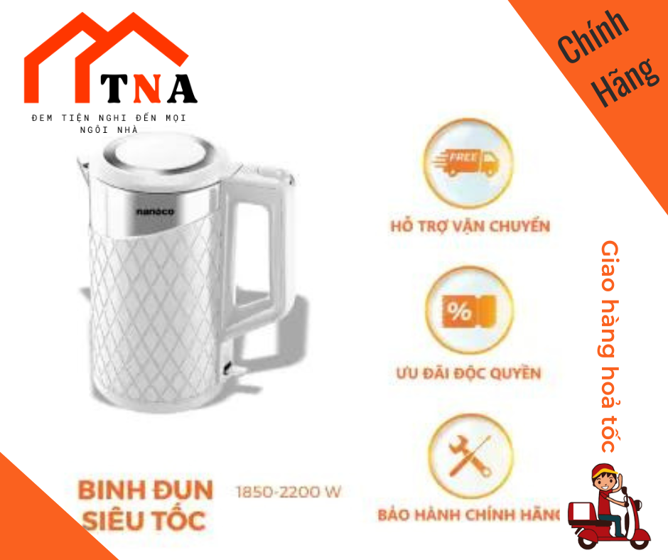 Bình đun siêu tốc 1.8L, trắng NKT1817W - Hàng chính hãng