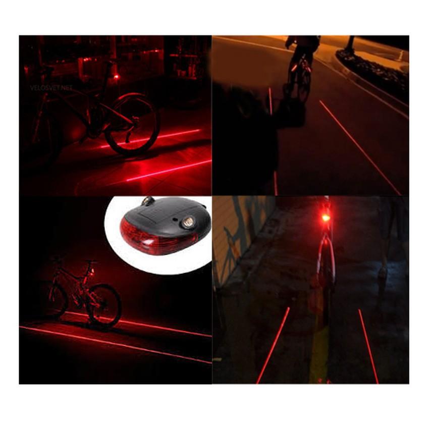 Đèn tín hiệu LED + LAZE gắn xe đạp