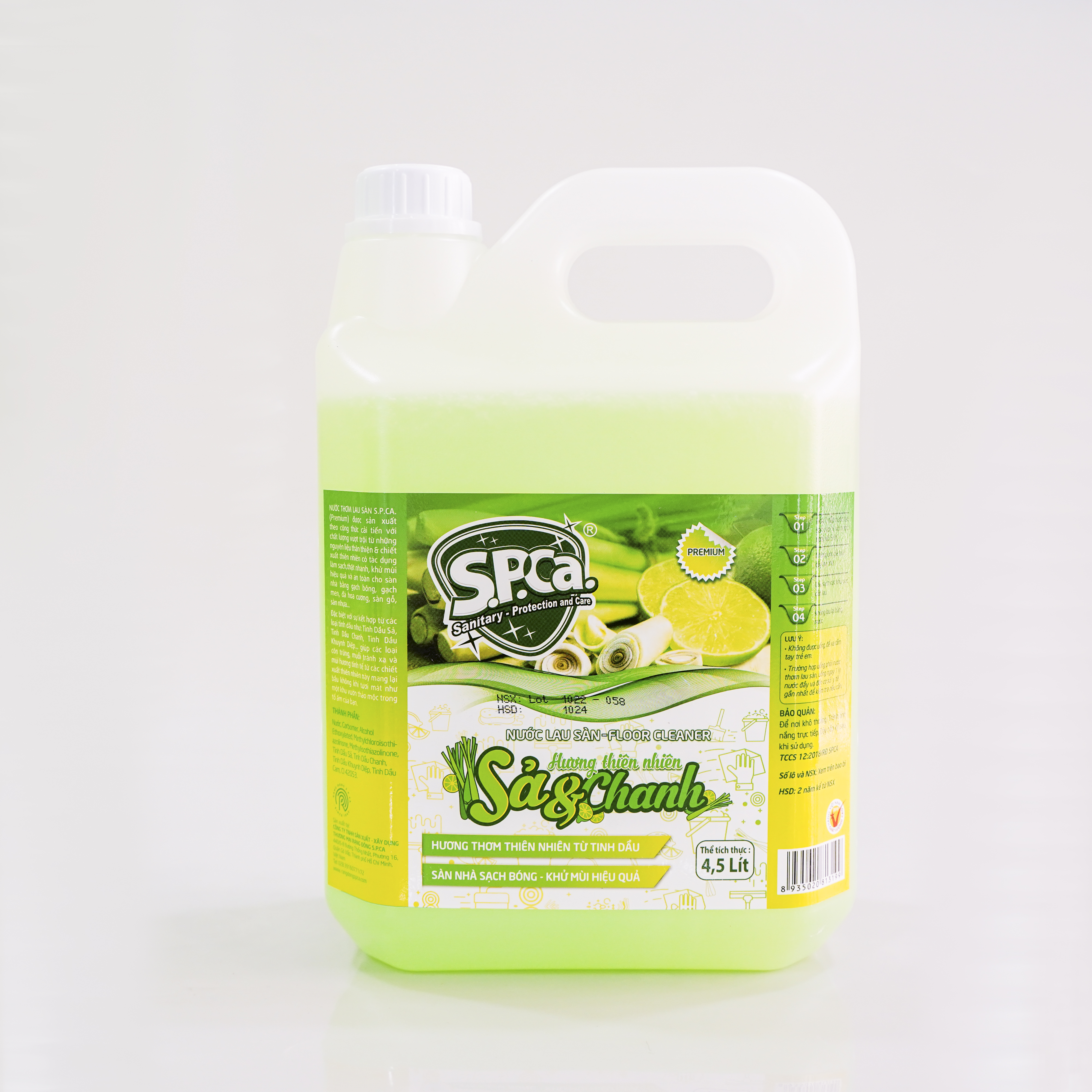 Nước lau sàn S.P.Ca Premium 4.5 Lít - Sả & Chanh