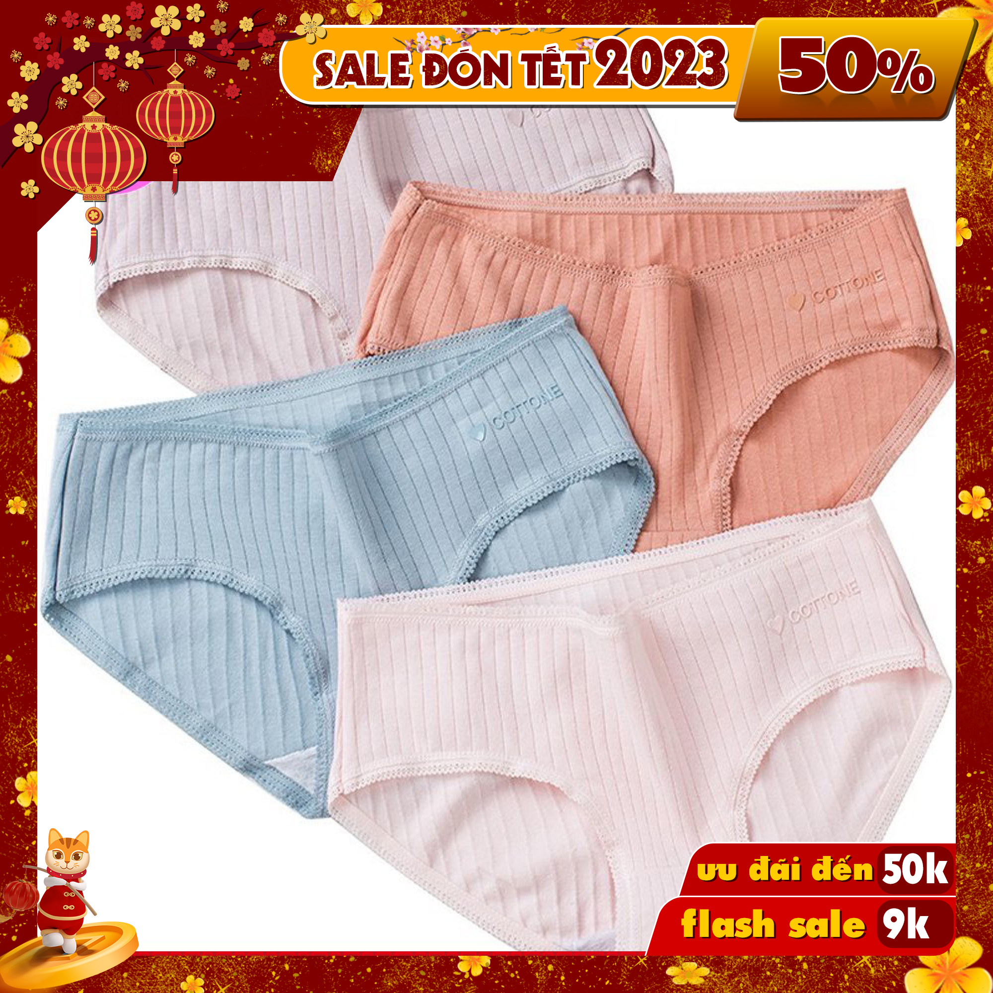 Hình ảnh Bộ 5 Quần Lót Cotton Không Đường May thương hiệu BAW Kháng Khuẩn Thoáng Mát Màu Sắc Tùy Chọn Cho Nữ QLN15