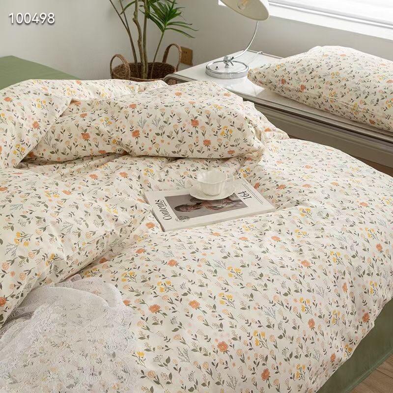 Bộ Chăn Ga Gối Cotton Living 100% Cotton Hàng Nhập Khẩu Cao Cấp 4 Món Hoa Nhí