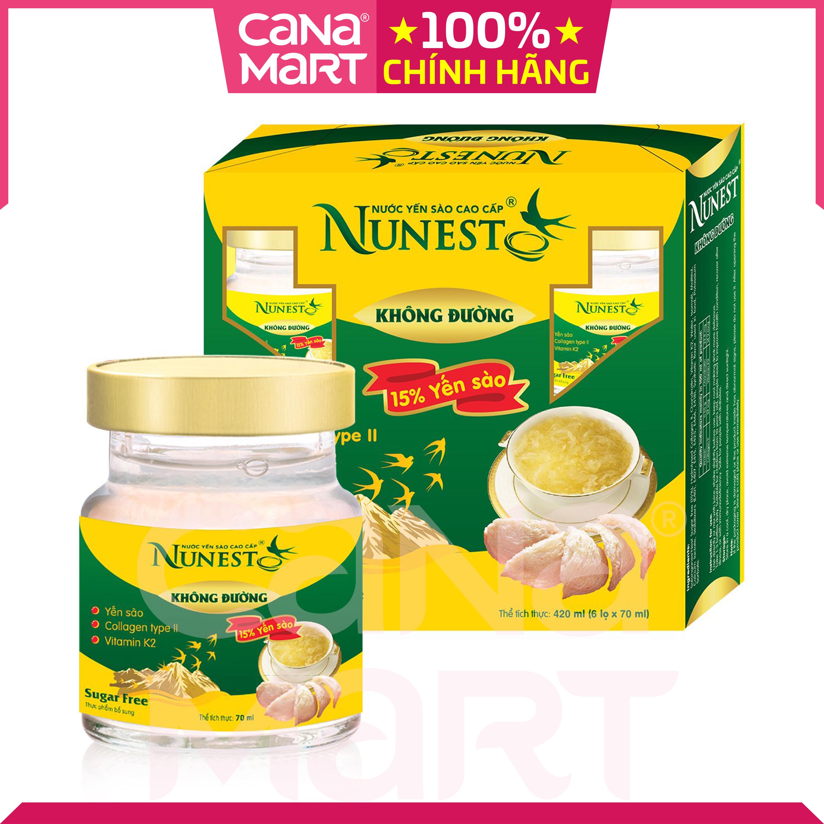 Lốc 6 lọ nước yến sào Nunest Kid 4 hương vị (70ml)