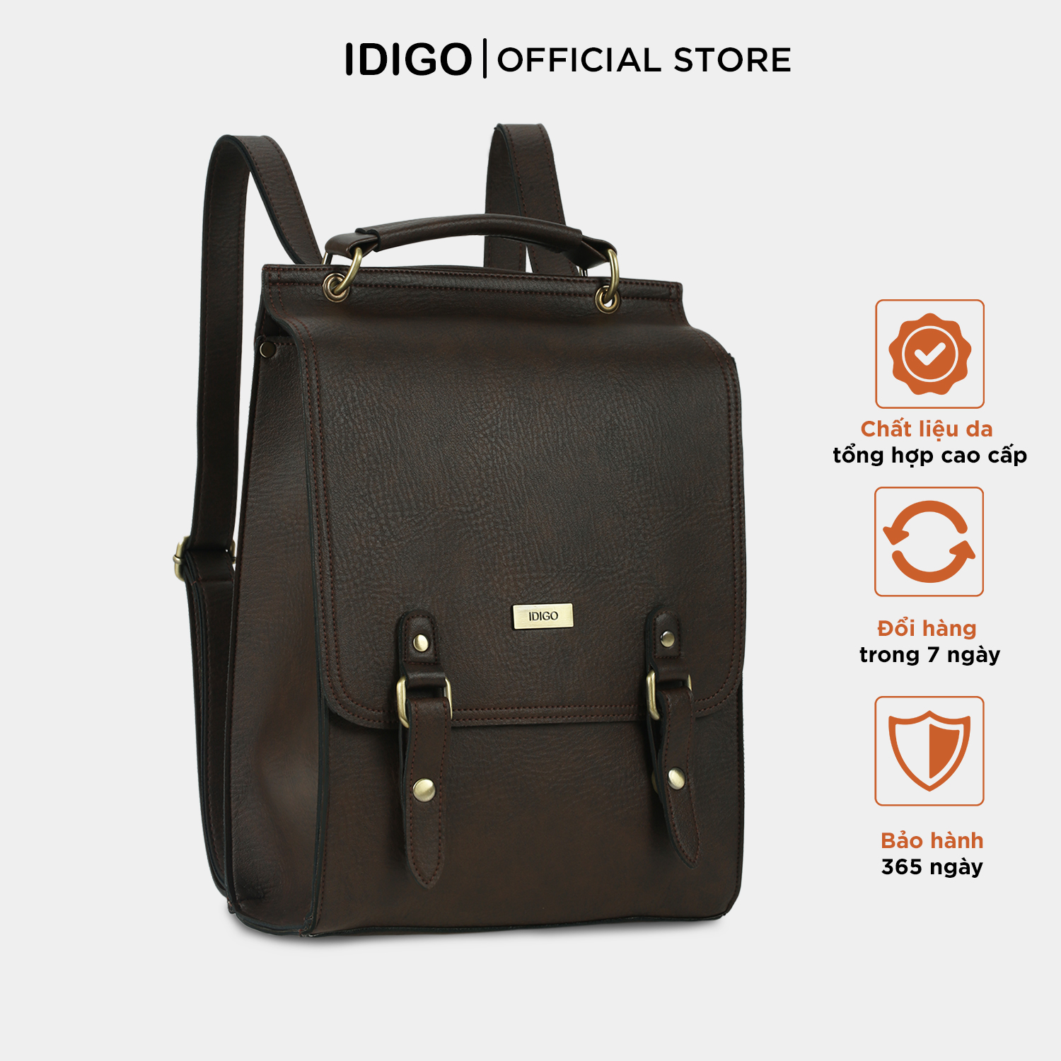 Balo nữ đeo chéo, ba lô đi làm, đi chơi nắp gập khoá nịt IDIGO UBP2-5042