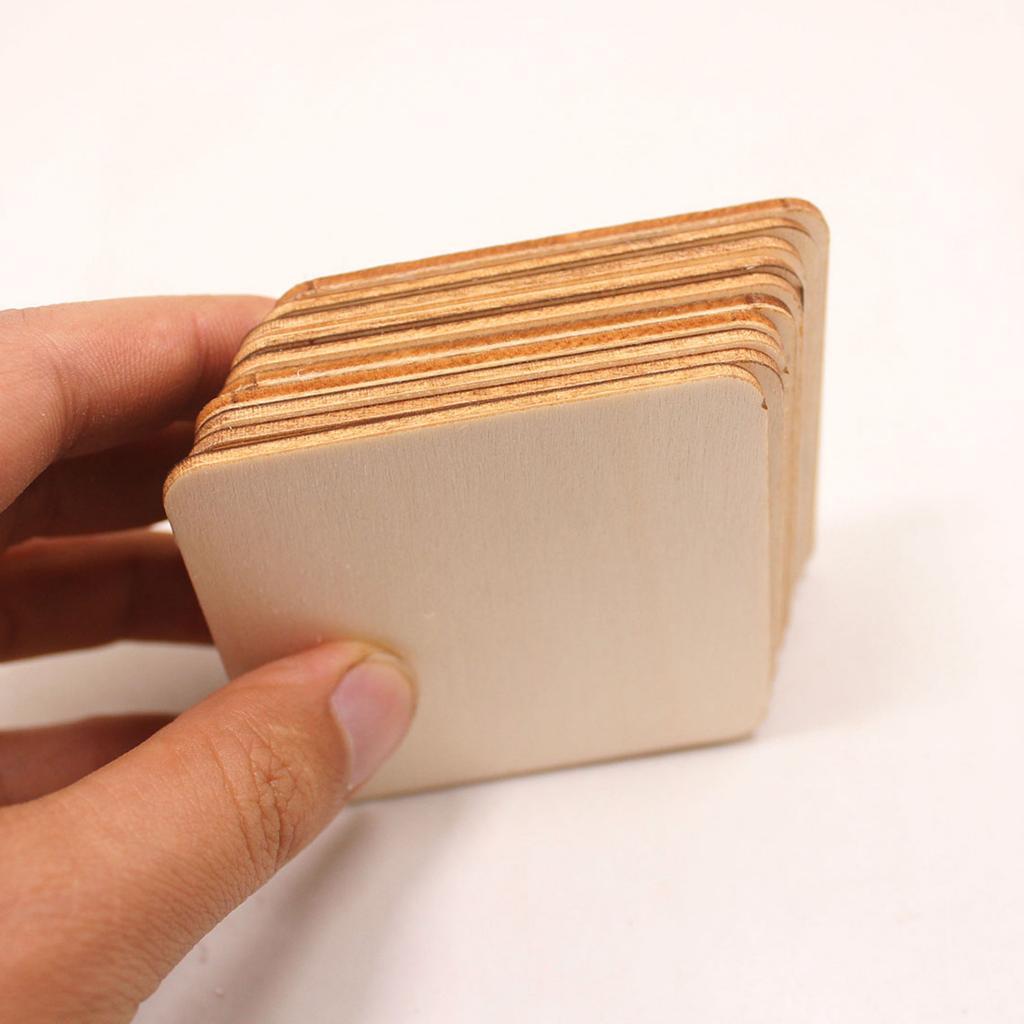 20x Blank Wood Natural Slices Wooden Squares Cutouts For DIY Crafts