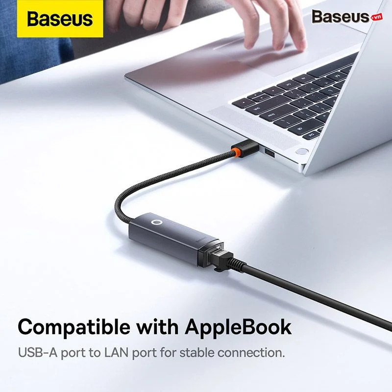 Hub Chuyển Đổi Kết Nối USB/ Type C to LAN RJ-45 Baseus Lite Series Ethernet Adapter 100Mbps/1000Mbps - Hàng chính hãng