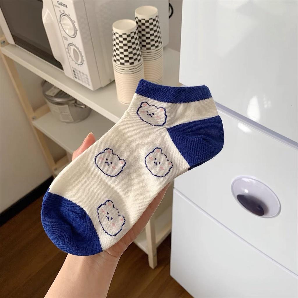 Tất vớ nữ cổ ngắn dễ thương cotton hình thú màu trắng mỏng thoáng Urbanize - Chọn ngẫu nhiên