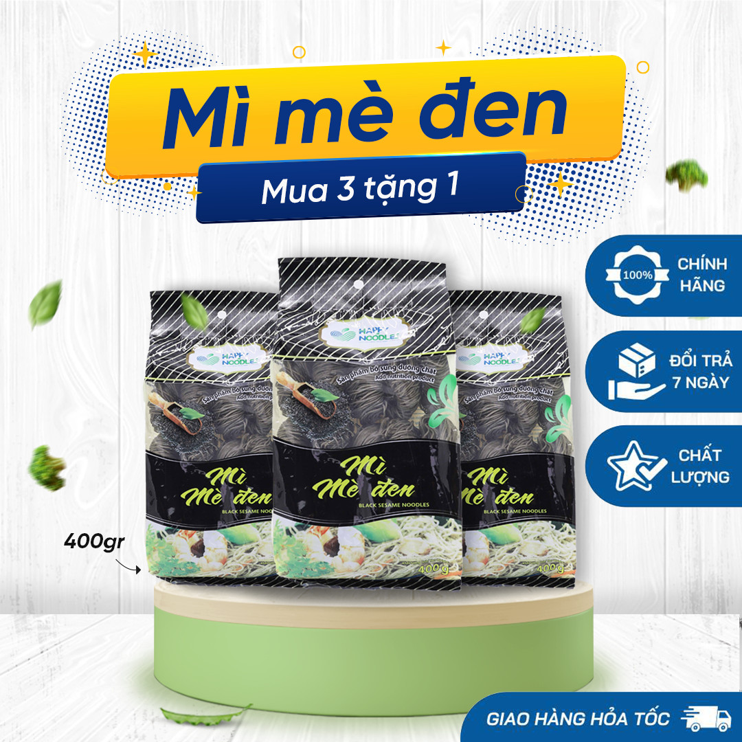 Mì mè đen HappyFood 400gram - Combo 3 gói [MUA 3 TẶNG 1]