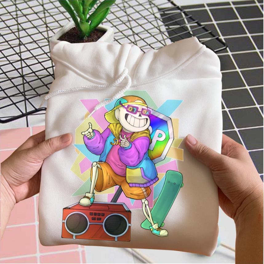 Áo Hoodie Sans màu trắng chất nỉ bông cực hot cho bé trai bé gái