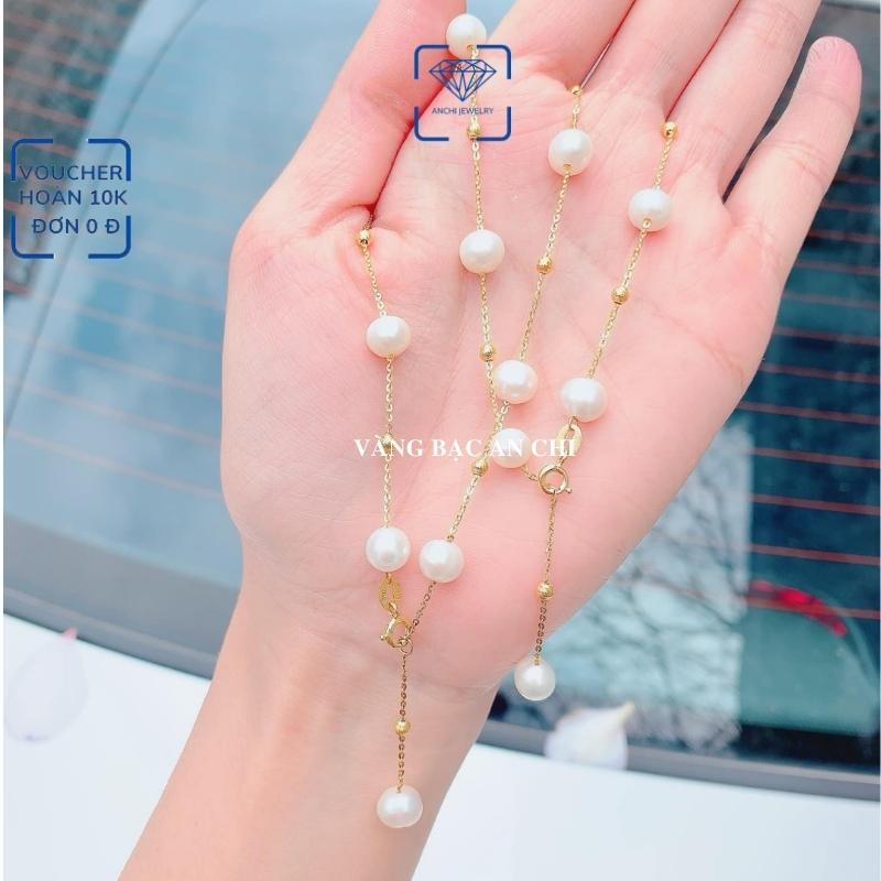 Dây chuyền bạc mạ vàng mix trai ngọt bi bạc cute sang chảnh, trang sức Anchi jewelry