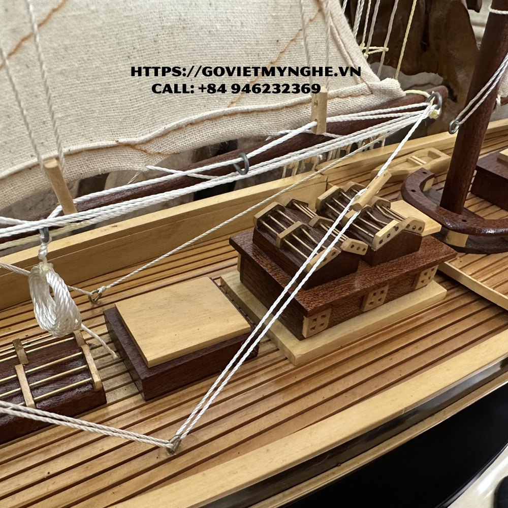 Mô hình du thuyền gỗ trang trí du thuyền Bluenose - Quà tặng thủ công mỹ nghệ trang trí-Thân tàu dài 60cm -Gỗ tự nhiên