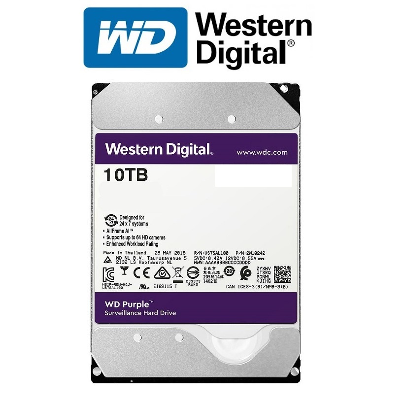 Ổ Cứng HDD Western Digital Purple 10TB 3.5 inch Sata 3 - Hàng Nhập Khẩu