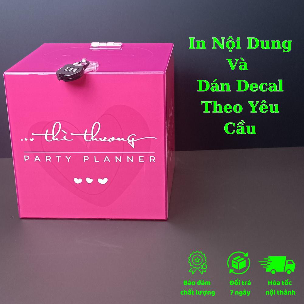 Acrylic Thùng Bốc Thăm Trúng Thưởng - TẶNG KÈM Ổ KHÓA SỐ - Thùng Phiếu Mica Trong Suốt, Acrylic . - Vuông 20 cm