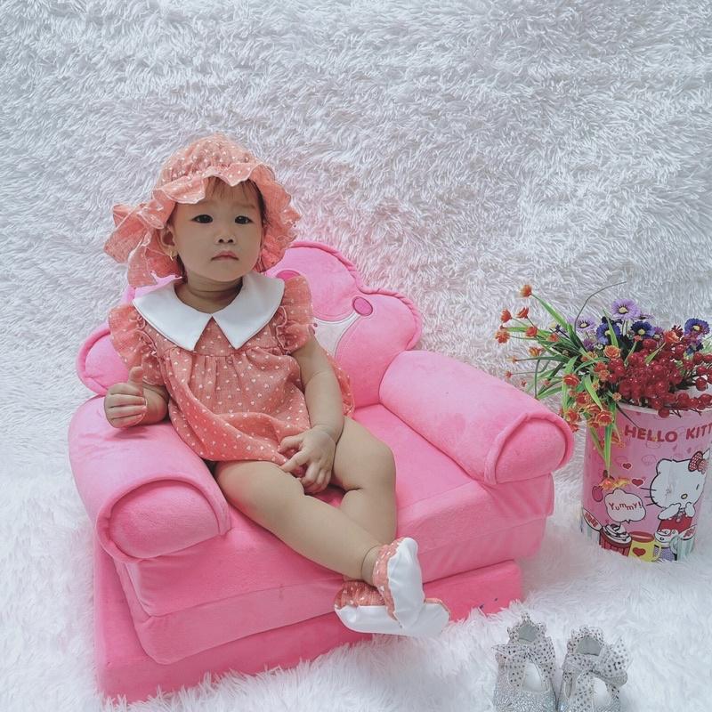 Bodysuit , Áo Liền Quần Chấm Bi Cam Bé Gái 3 đến 12kg Chất Đũi Thông Hơi [A456