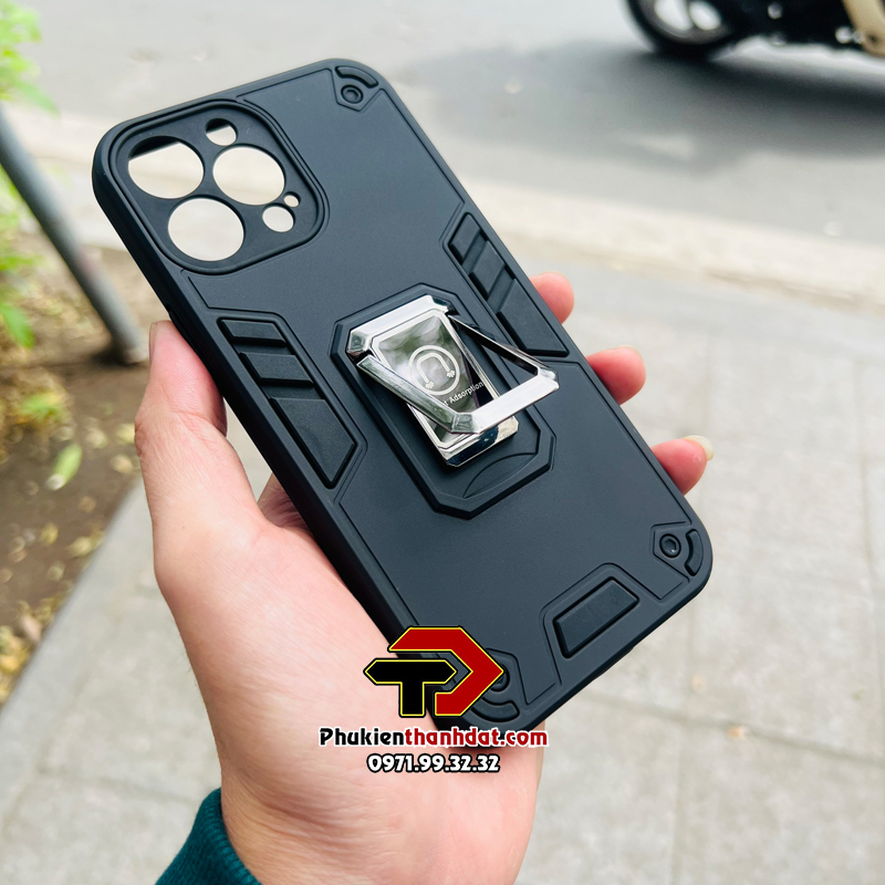 Ốp lưng chống sốc cho iPhone 13 Pro kèm iring mạ crom, chân chống tiện lợi