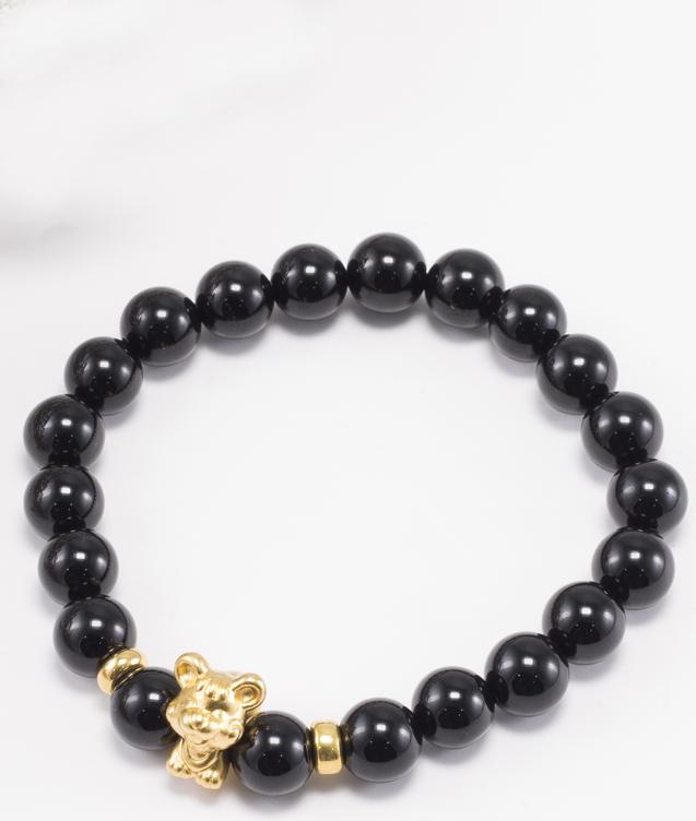 Vòng Tay Đá Thiên Thạch Charm Tuổi Tý Bạc Mạ Vàng 24K Ngọc Quý Gemstones