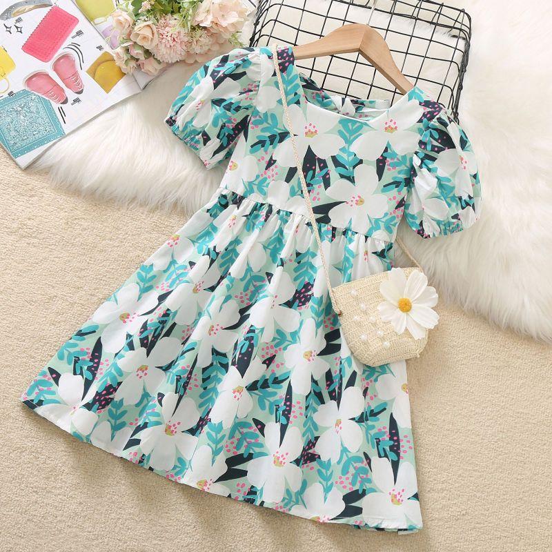 DONGSHOP HOT Cô gái hoa đầm mùa hè trẻ em nhất lưới màu hồng váy cô gái nhỏ công chúa váy túi