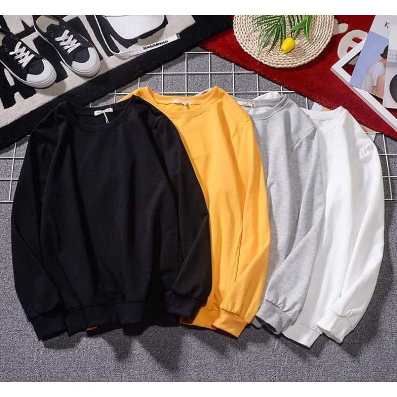 Áo nỉ trơn sweater, áo đôi thu đông dài tay nhiều màu sắc