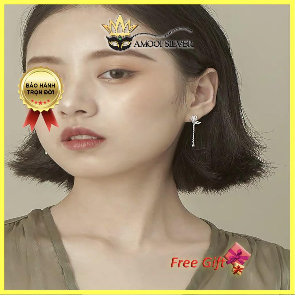 Bông Tai Bạc Nữ Hình Con Bướm Tua Rua - Hoa Tai Chuẩn Bạc S925 - Khuyên Tai Bạc S925 - AMOOI SILVER