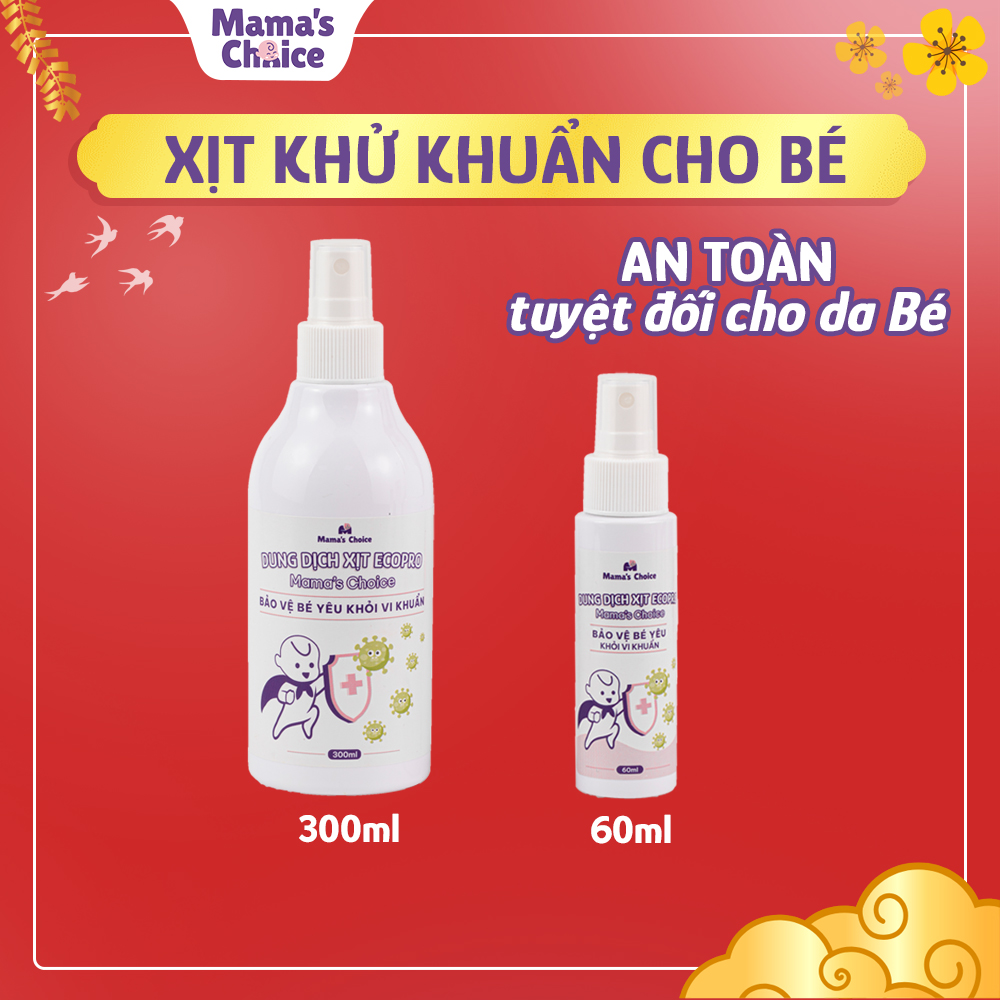 Xịt Khử Khuẩn EcoPro Mama's Choice, Xịt Khuẩn Đồ Dùng Cho Bé, Bình Sữa Núm Ti Giả, Bảo Vệ Bé Yêu An Toàn