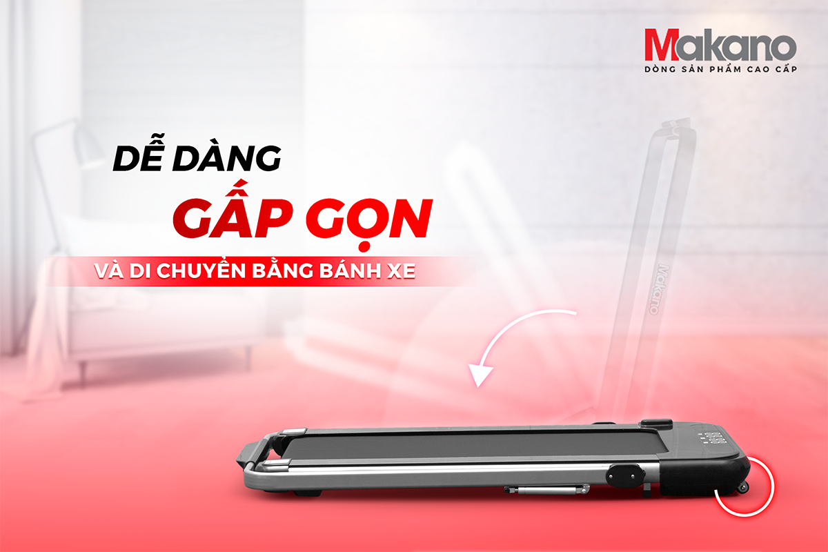 Máy Chạy Bộ Tại Nhà Makano DVCB-00001 Gấp Gọn, Máy Chạy Bộ Theo Dõi Sức Khỏe Khung Chắc Chắn