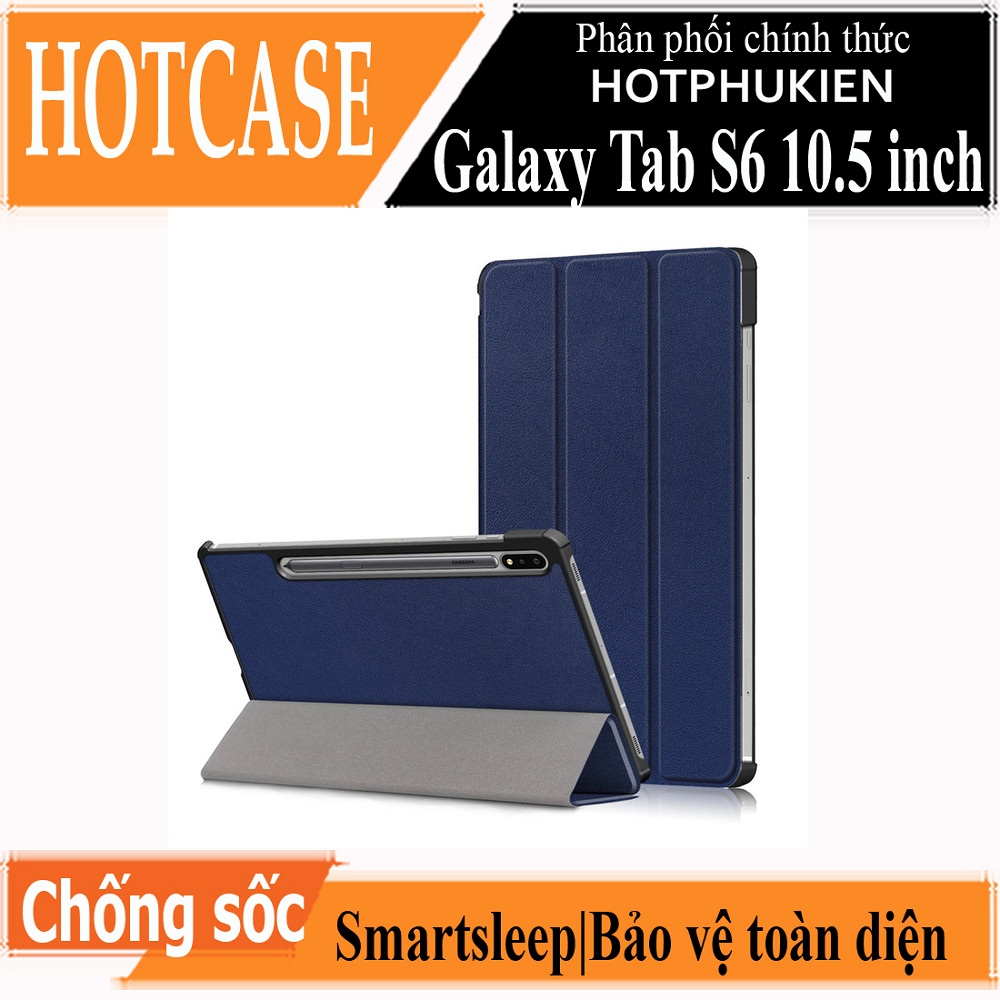 Case Bao da chống sốc cho Samsung Galaxy Tab S6 10.5 inch hiệu HOTCASE trang bị khe đặt bút mặt lưng thiết kế siêu mỏng hỗ trợ Smartsleep, gập nhiều tư thế, tản nhiệt tốt - Hàng nhập khẩu