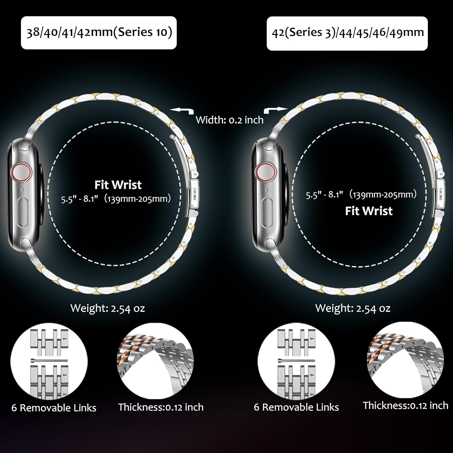 Dây Thép Mắt Xích cho Apple Watch Series / Apple Watch Ultra Size 40/41/42mm &amp; 44/45/46/49mm - Hàng Chính Hãng