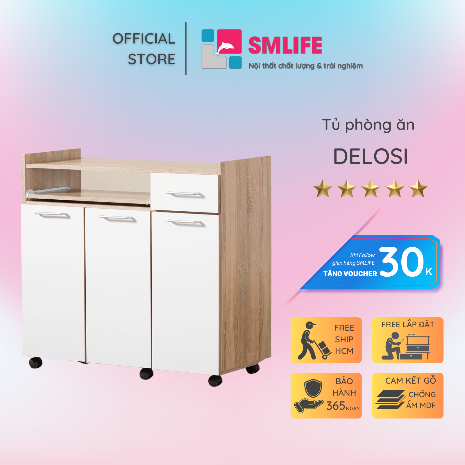 Tủ đựng đồ nhỏ gọn thiết kế hiện đại SMLIFE Delosi