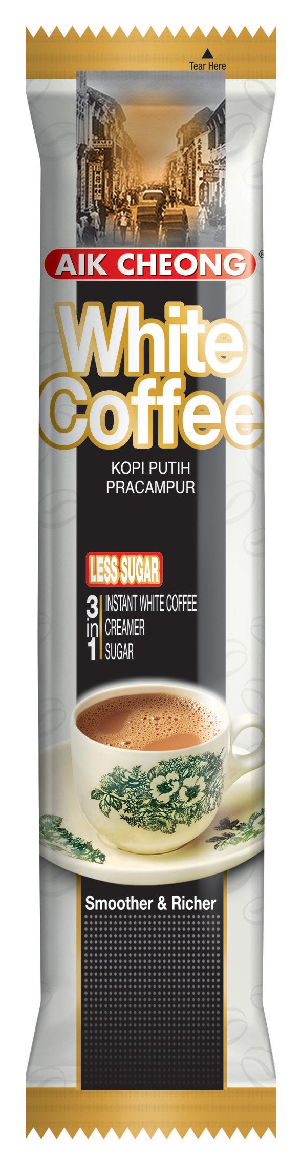 [Chính hãng]  Cà phê ít đường Aik Cheong White Coffee Less Sugar (15 gói x 40g) - Nhập khẩu từ Malaysia