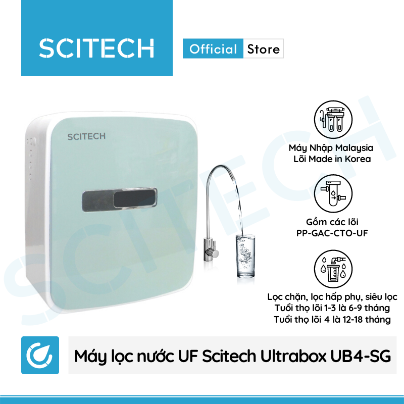 Máy lọc nước UF Scitech Ultrabox (Không dùng điện, không nước thải, lõi đúc nguyên khối thay nhanh, máy nhỏ gọn để bàn hoặc để gầm) - Hàng chính hãng