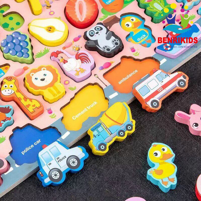 Đồ Chơi Gỗ Thông Minh Bảng Câu Cá Nam Châm Kết Hợp Xếp Hình Chữ Cái 7 Tính Năng,Đồ Chơi Trẻ Em Bằng Gỗ