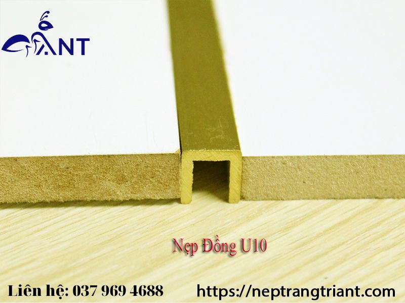 Nẹp đồng u10, nẹp u đồng, nẹp đồng chữ u, nẹp chỉ đồng, thanh dài 4m, giá tính theo mét, trang trí nhà cửa