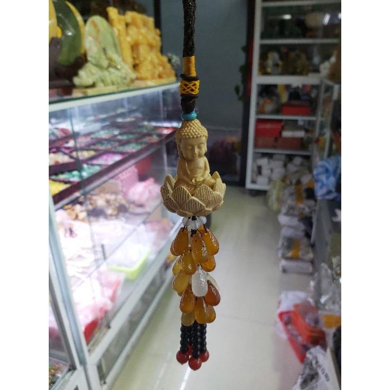 Dây treo xe ô tô tượng Phật Quan Âm bằng gỗ Hoàng Dương, Đá Mã Não tự nhiên