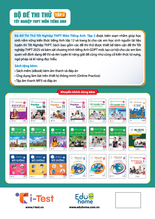 Bộ đề thi thử Tốt nghiệp THPT môn tiếng Anh 2025 - Tập 2