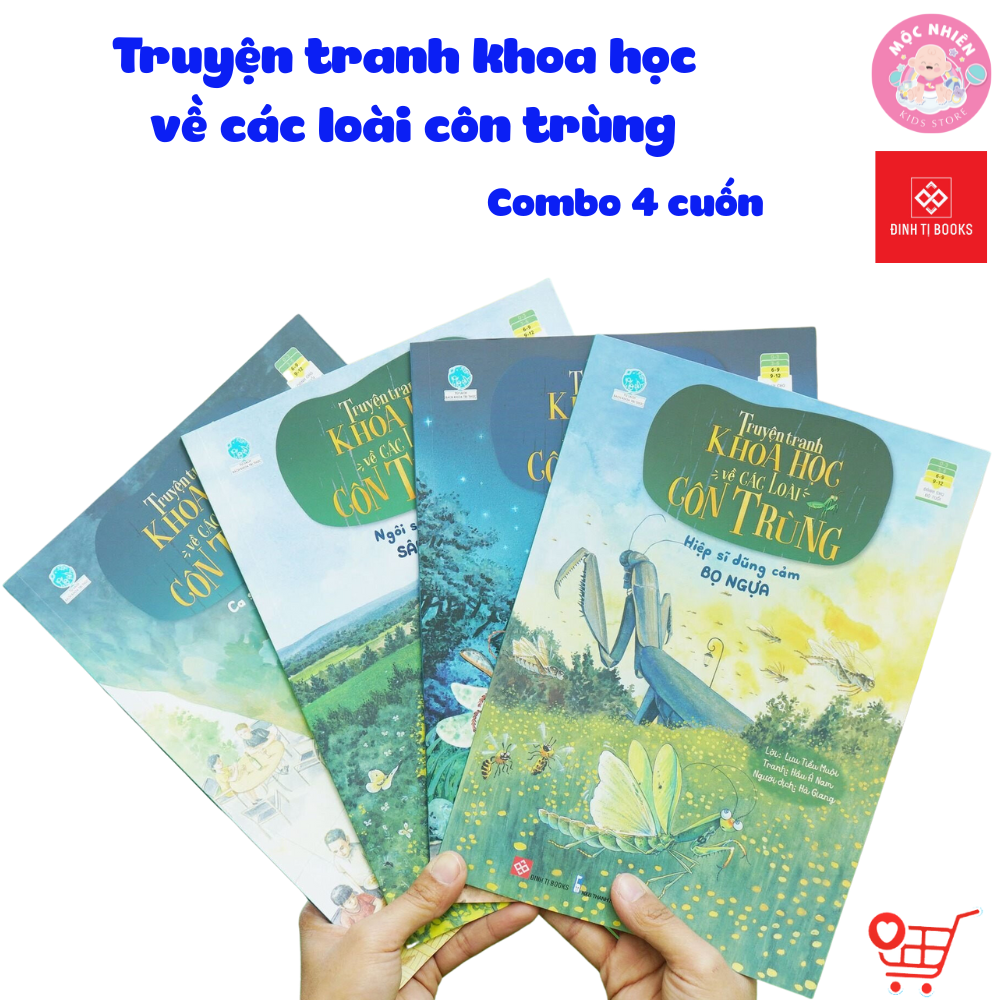 Sách - Truyện Tranh Khoa Học Về Các Loài Côn Trùng - Đom Đóm, Bọ Ngựa, Ve Sầu Và Sâu Bắp Cải - Đinh Tị Books