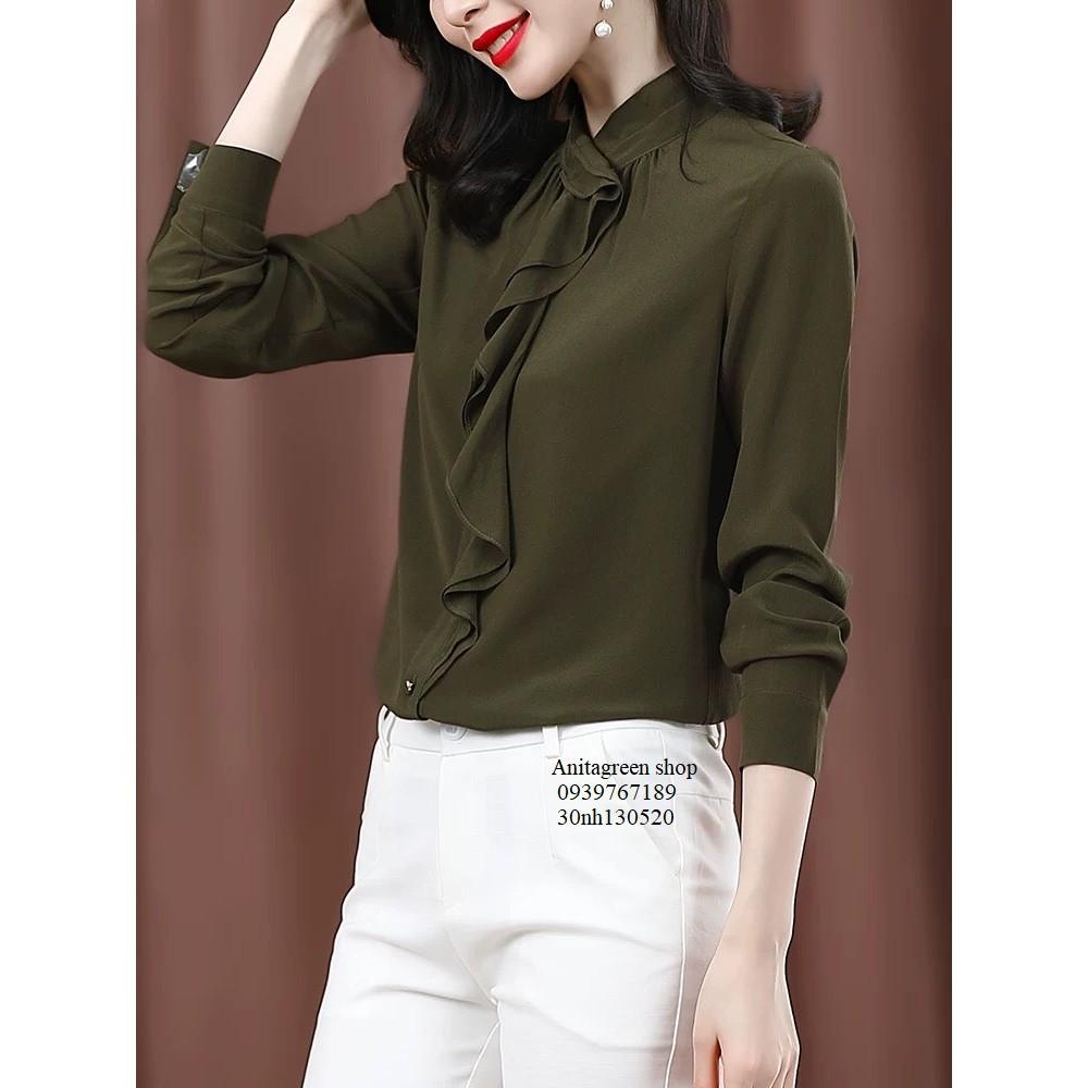 Tk13-0520-ÁO SƠ MI BÈO XANH RÊU s-6xl