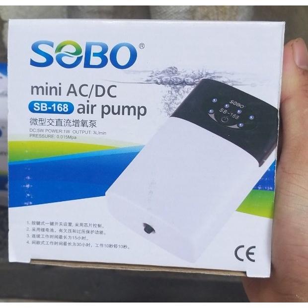 Máy Sủi Oxy Tích Điện 1 Vòi Sobo SB-168 ) - Phòng Cúp Điện Cho Hồ Cá