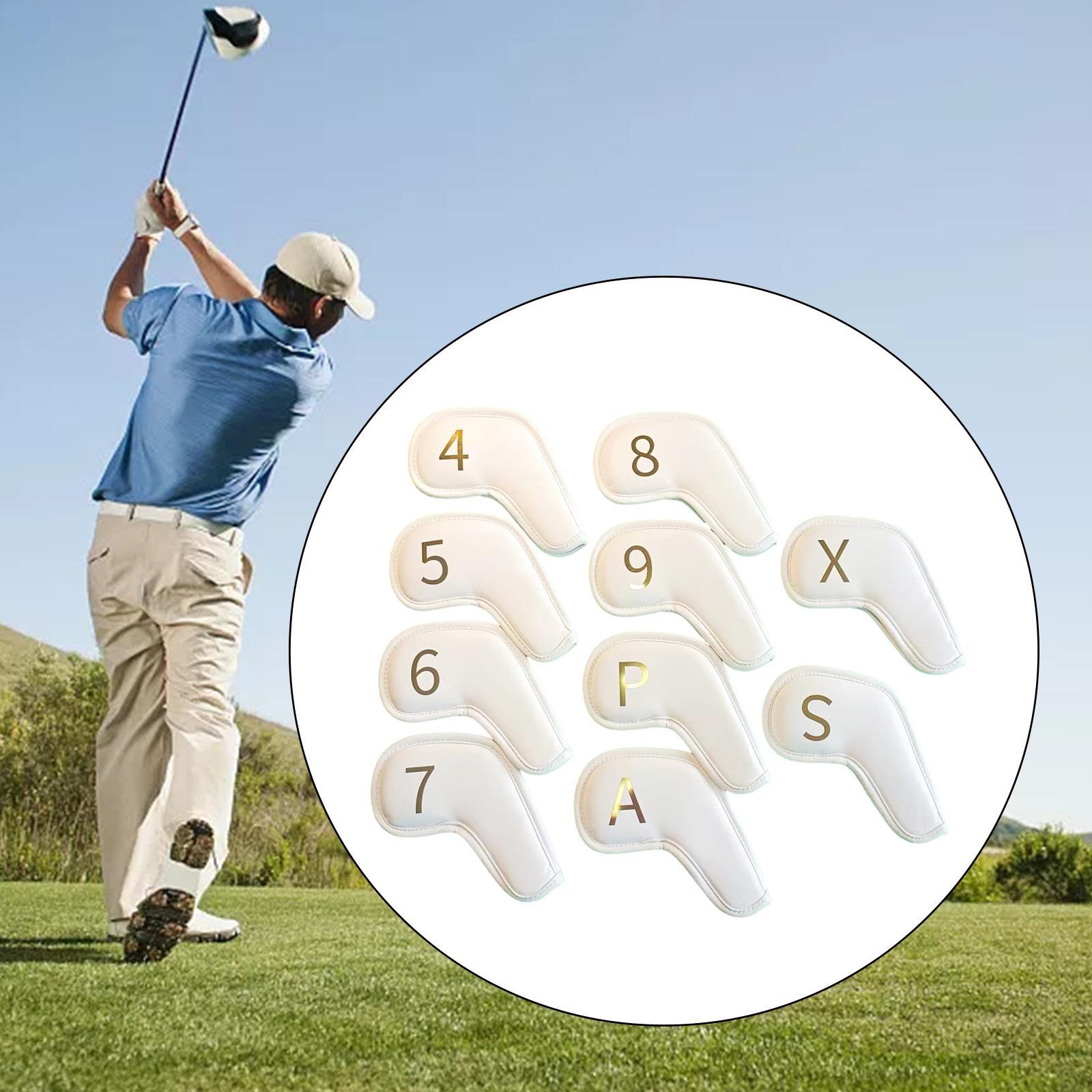 10x Golf Iron Head Covers, PU Leather Golf Club Covers, Golf Iron Headcovers, Wear Resistant Anti Scratch Golf Iron Covers Set Fit All Brands