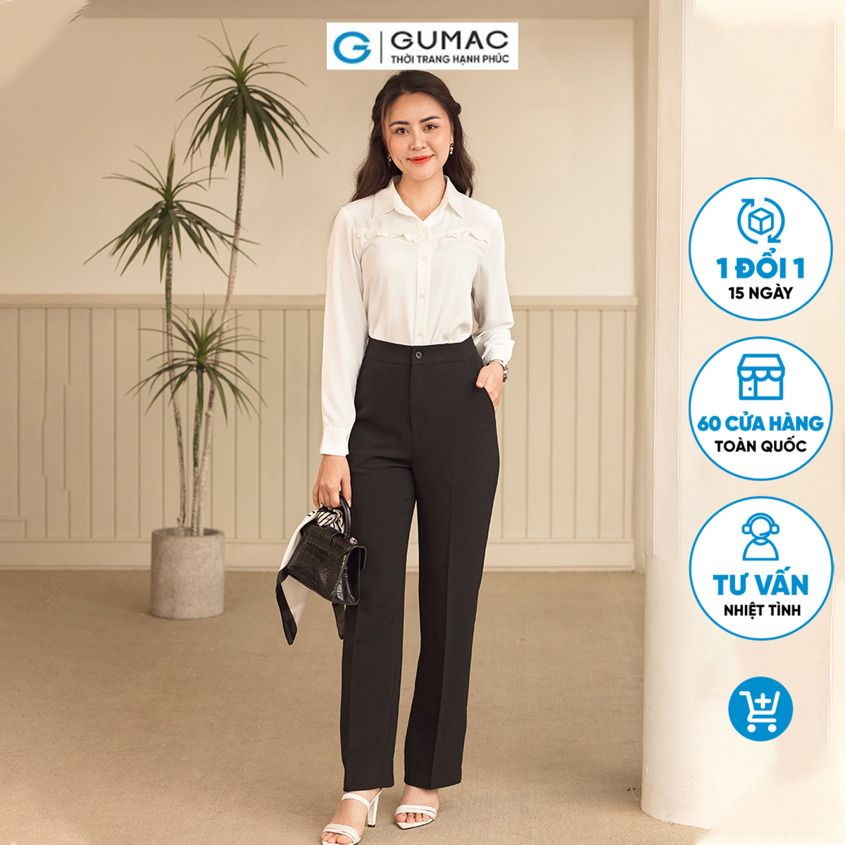 Quần ống đứng túi le mí công sở thanh lịch tôn dáng thời trang GUMAC QD06036