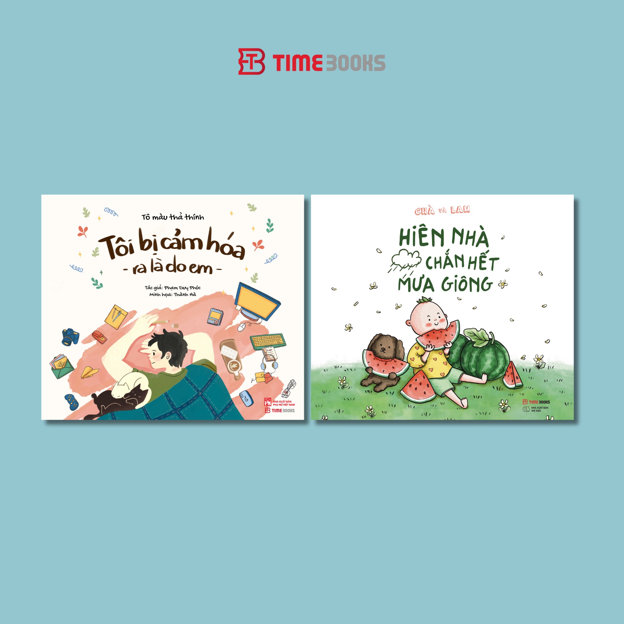 Combo 2 cuốn Sách Tôi Bị Cảm Hóa Ra Là Do Em - Tô màu thả thính + Hiên Nhà Chắn Hết Mưa Giông