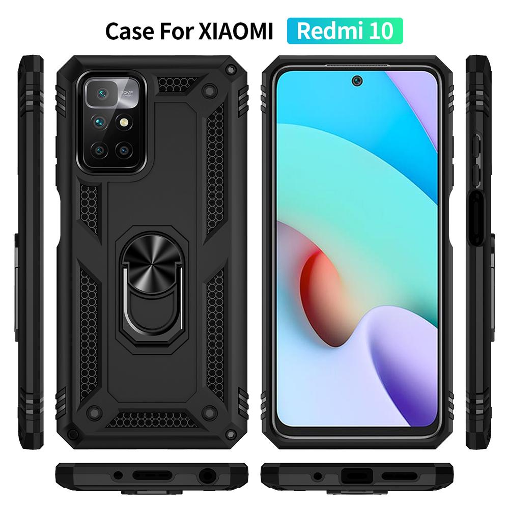 Ốp lưng cho Xiaomi Redmi 10 2021 2022 chống sốc 2 lớp kèm nhẫn iring làm giá đỡ