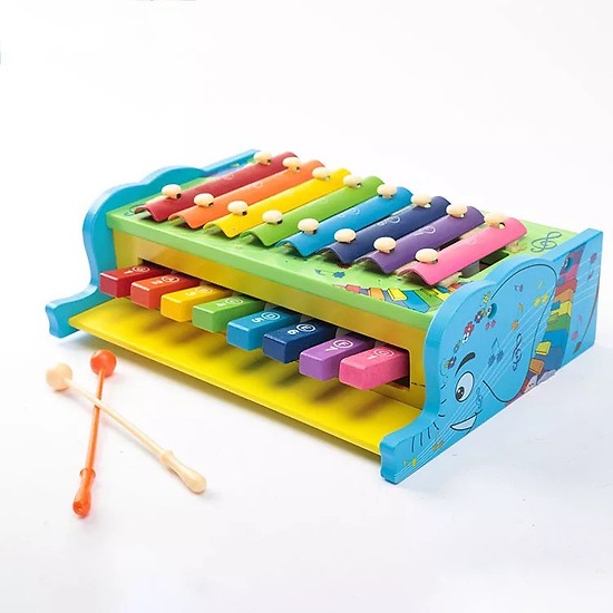 Mô hình đàn gỗ Piano kids smile cho bé phát triển thính giác, học màu sắc cơ bản
