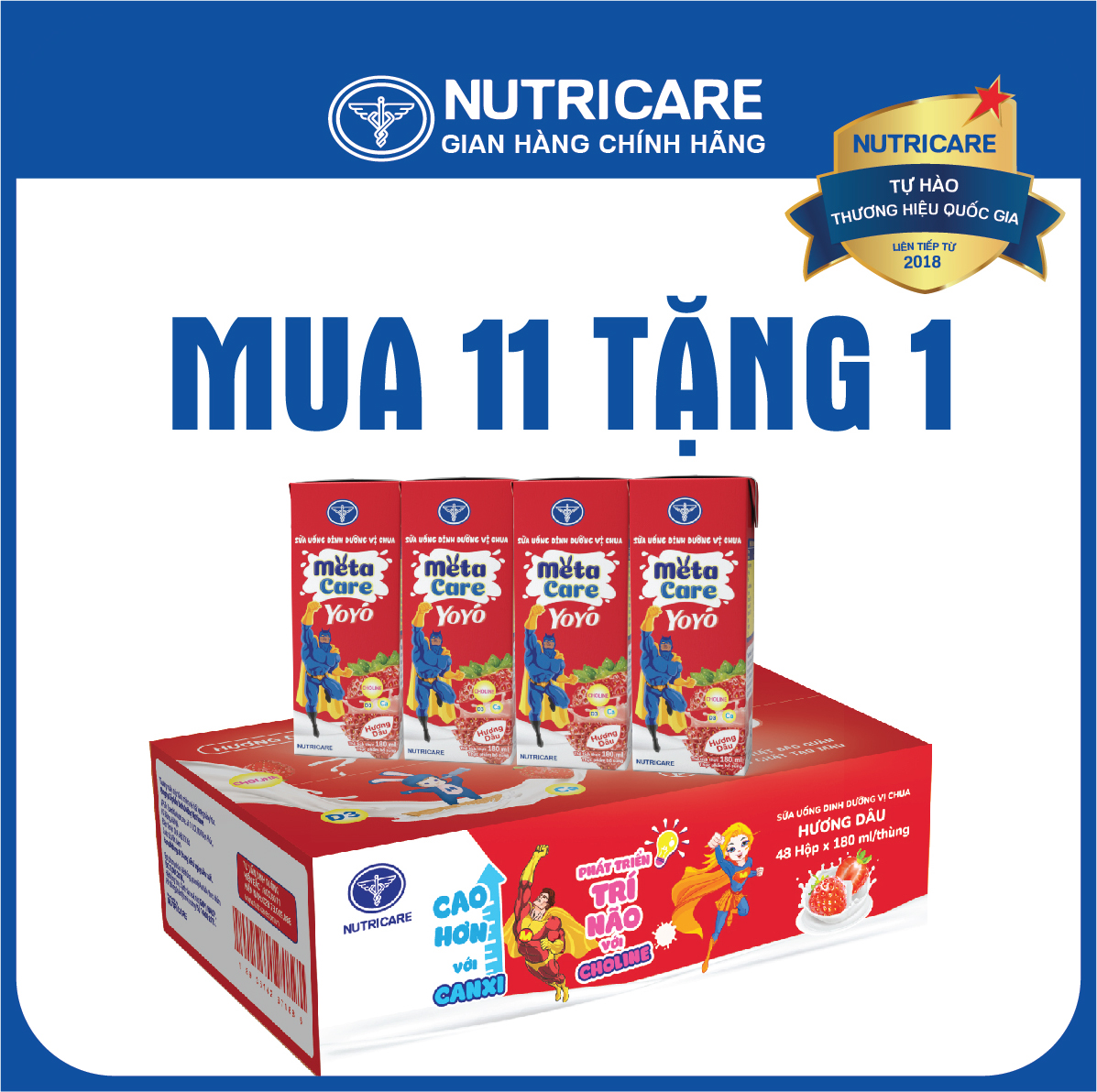 Sữa nước Nutricare MetaCare Yoyo vị chua hương dâu (180ml)