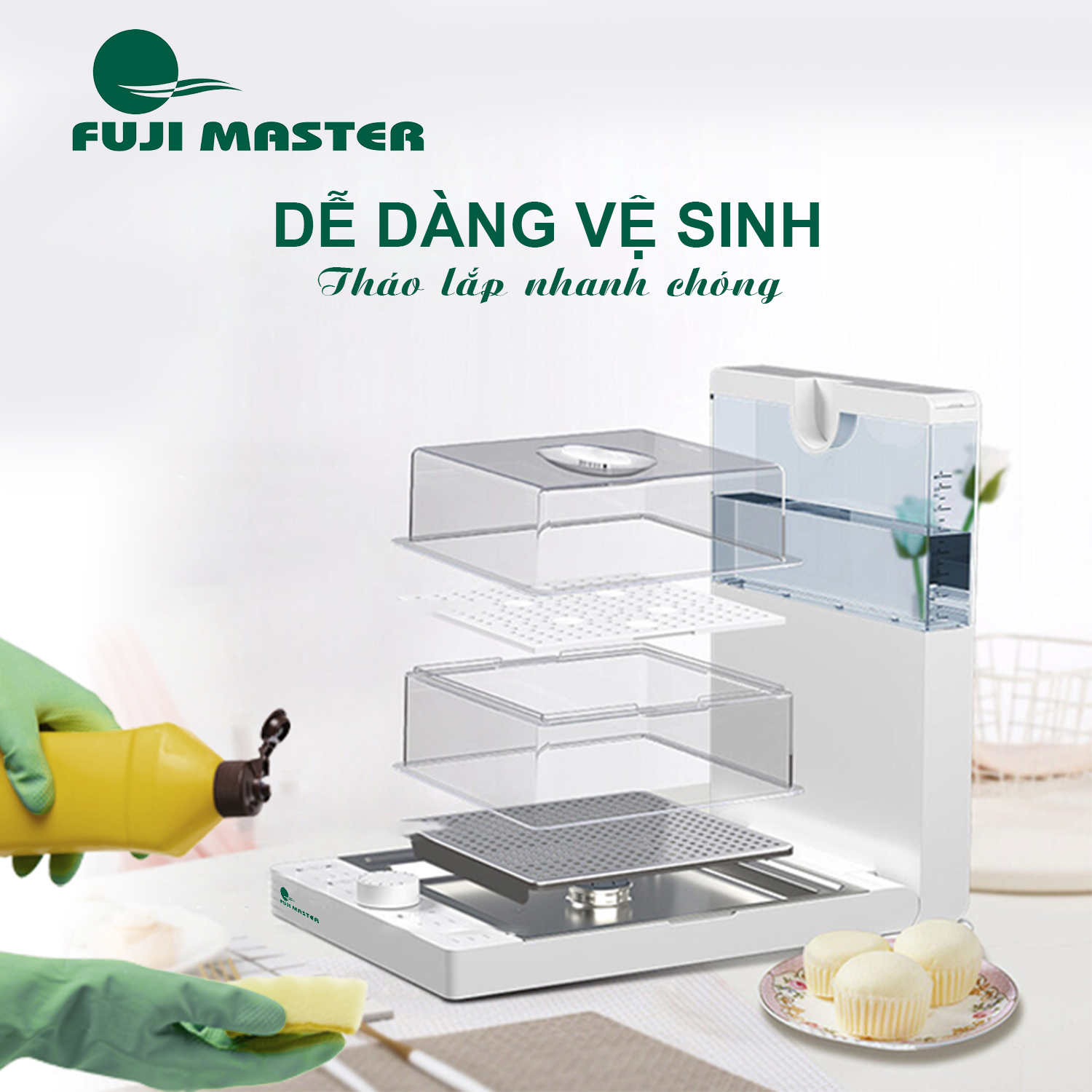 Máy hấp gấp gọn 3 tầng Fuji Master FJM-1602 - Hàng chính hãng