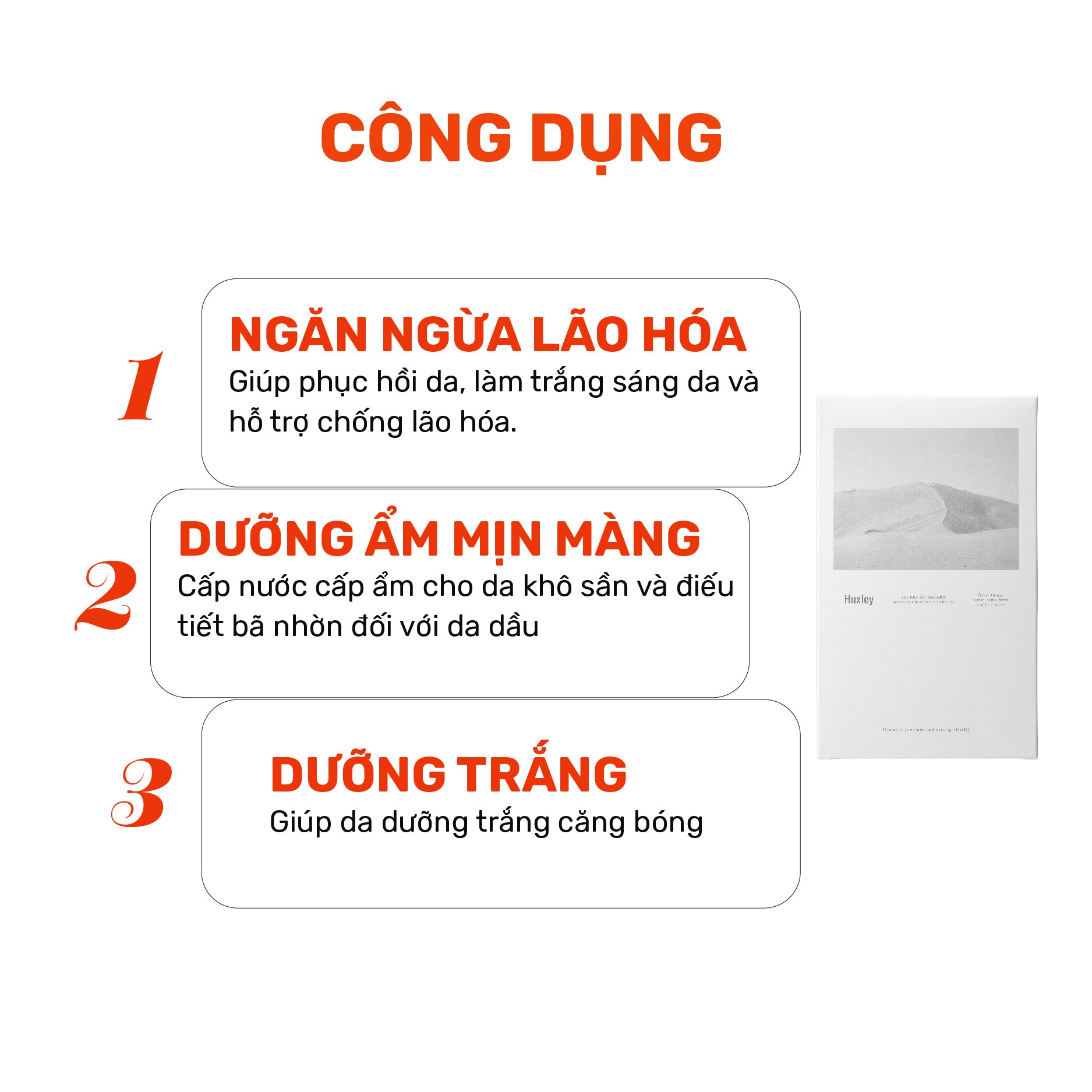 HỘP Mặt nạ dưỡng trắng da hỗ trợ giảm thâm nám Huxley Mask Glow And Brightening 3 miếng