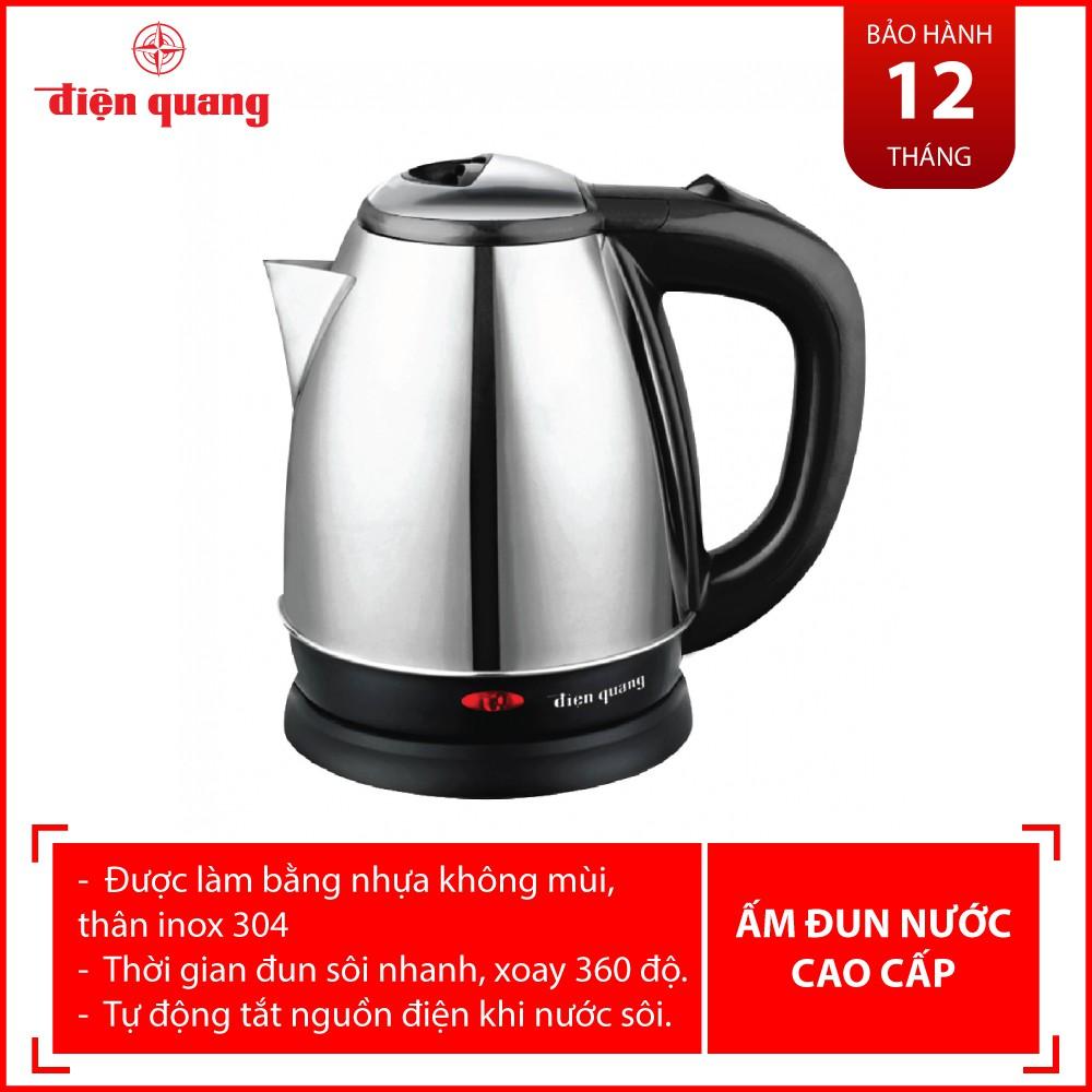 Ấm đun nước siêu tốc Điện Quang ĐQ EKT02 1818 (1800W, 1.8L, nắp nhựa, thân inox 304)