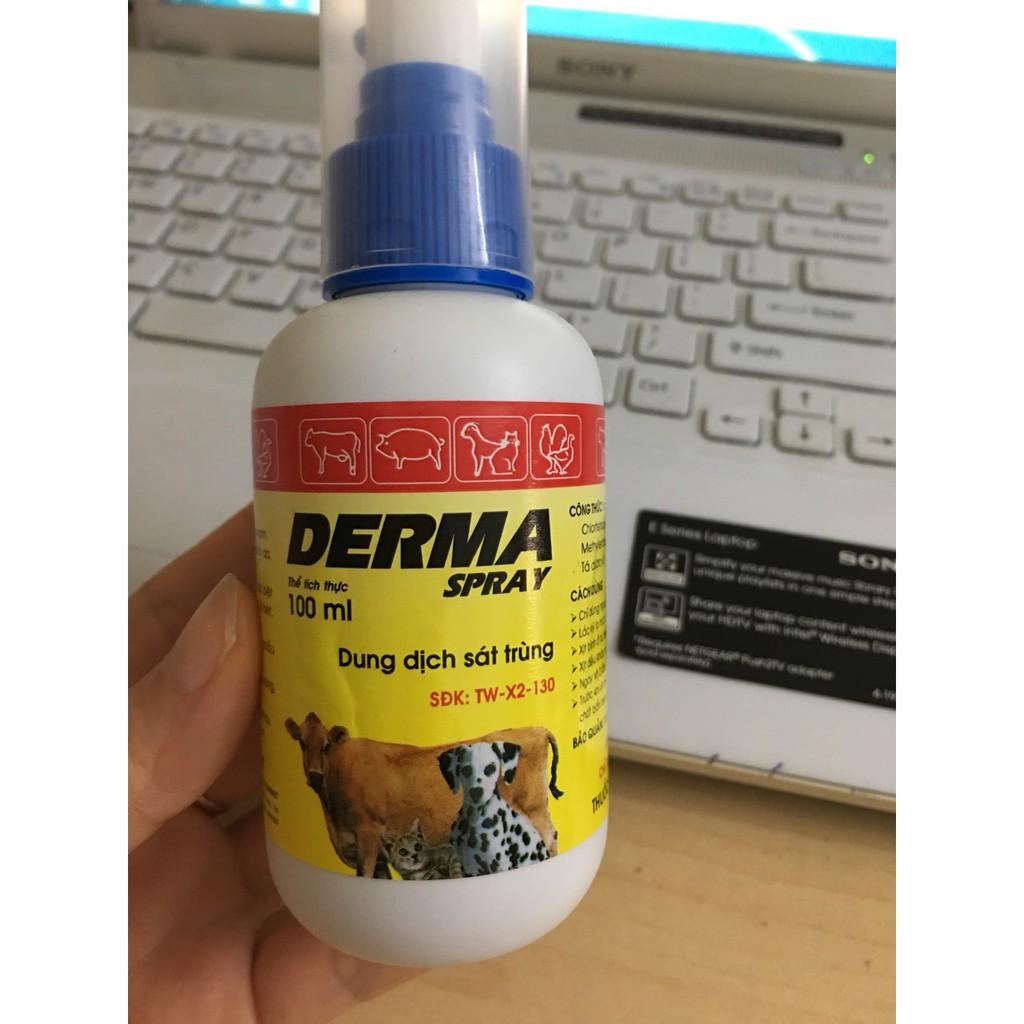 Dung dịch sát trùng DERMA SPRAY 100ML (Chỉ dùng trong thú y)