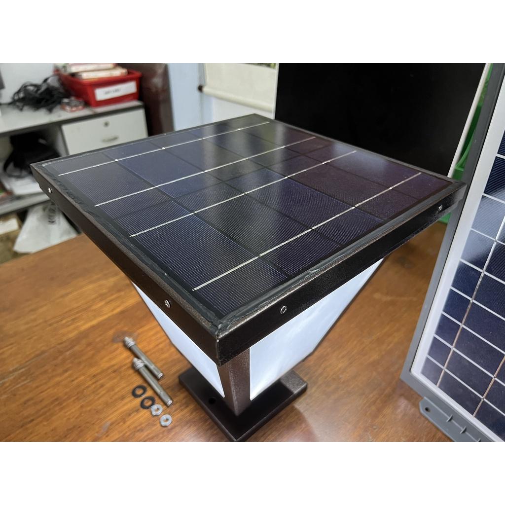Đèn Trụ cổng 6W năng lượng mặt trời, tự động điều khiển sáng tối, Kích thước: 350*350*375mm. Đèn LED sân vườn. Hàng mới
